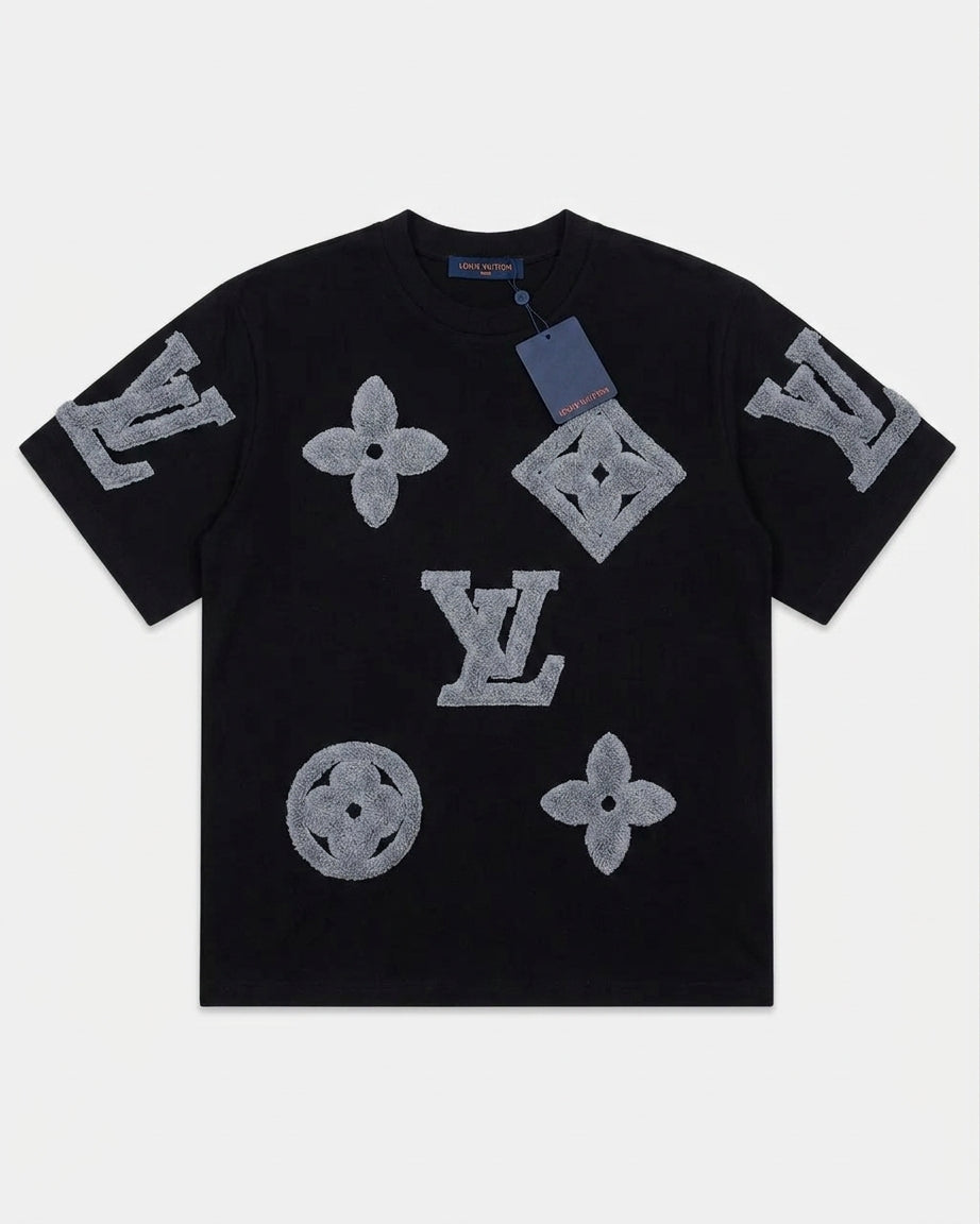 LV Monogram Toweling Patch T-Shirt - Black & White Pack