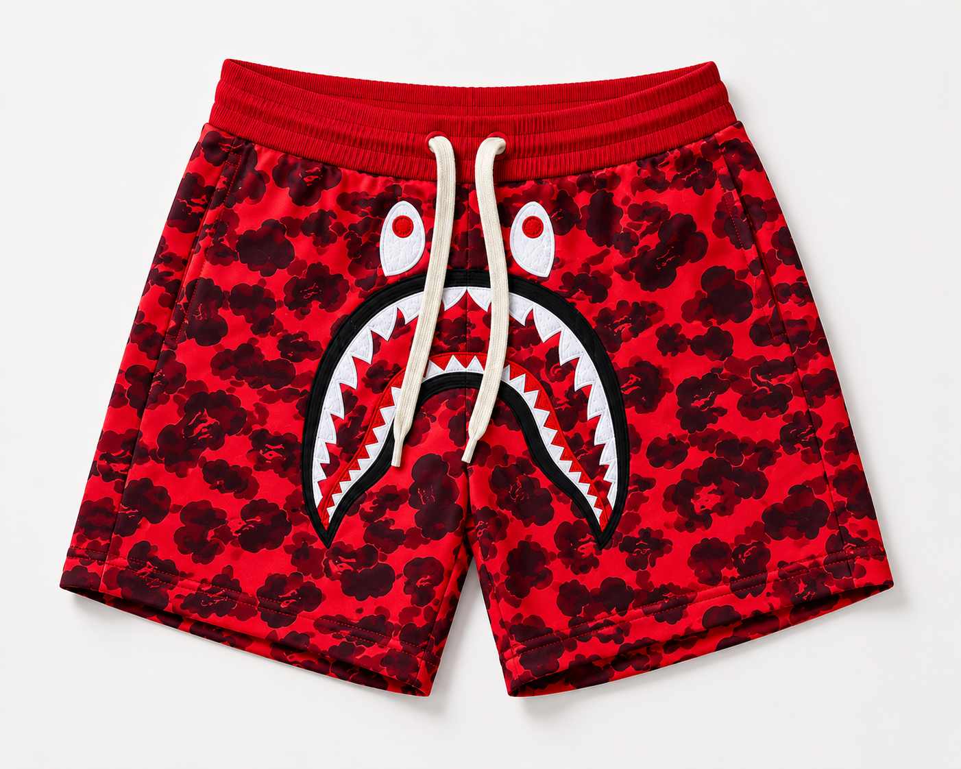 BAPE Shark Camo Shorts – Red