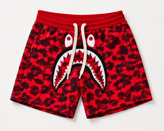 BAPE Shark Camo Shorts – Red