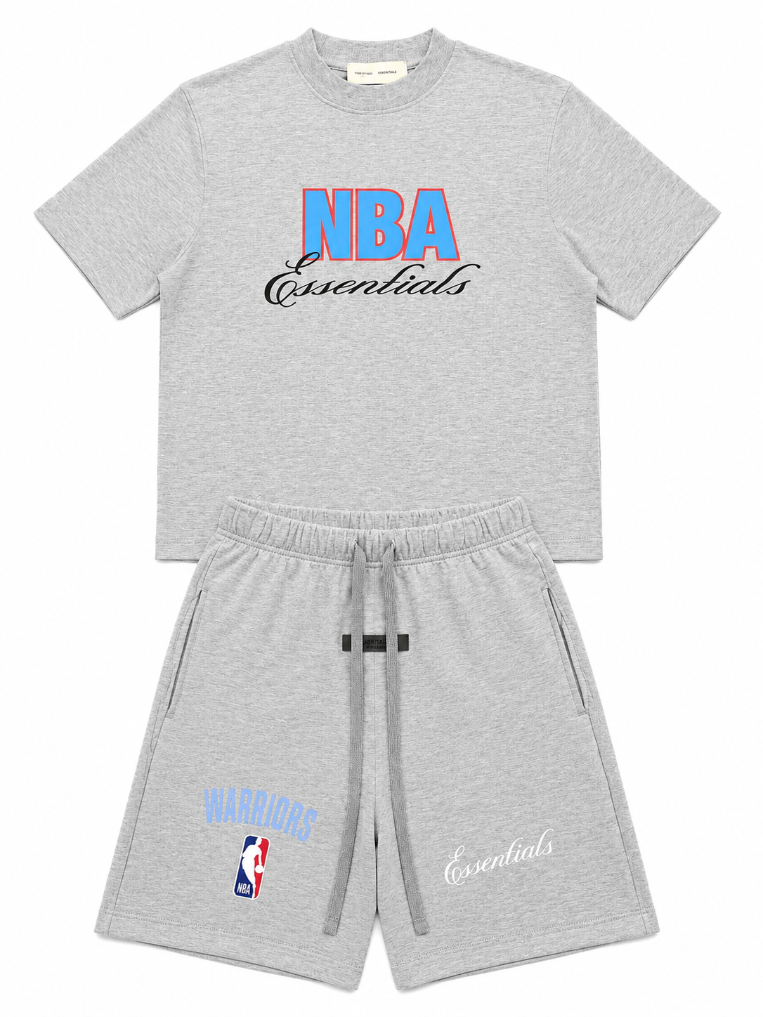 Fear of God Essentials NBA Warriors Black T-Shirt & Shorts Set – Premium Cotton Summer Tracksuit