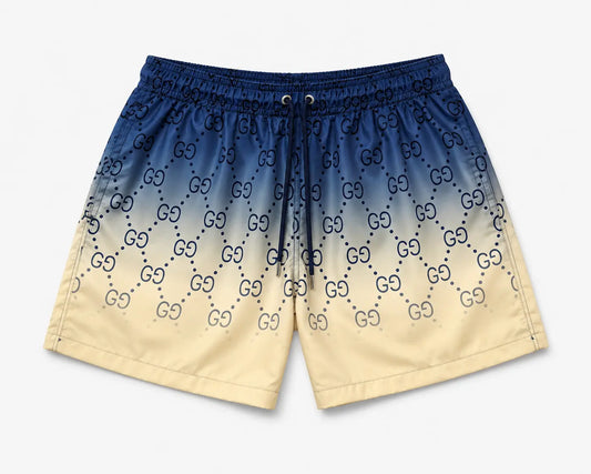 Gucci GG Pattern Ombre Swim Shorts Navy Blue Cream
