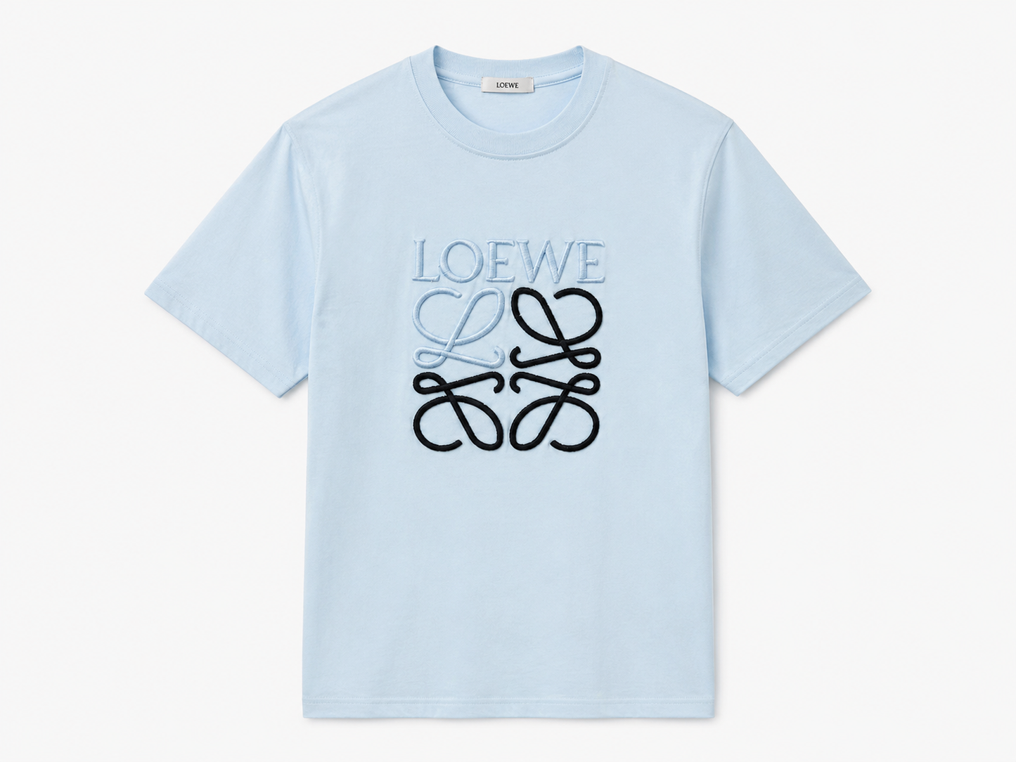LOEWE Embroidered Anagram T-Shirt – Light Blue
