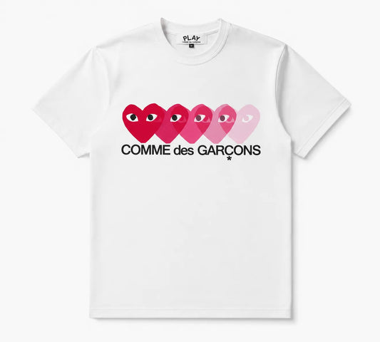 PLAY Gradient Hearts Graphic T-Shirt – White Premium Streetwear Tee