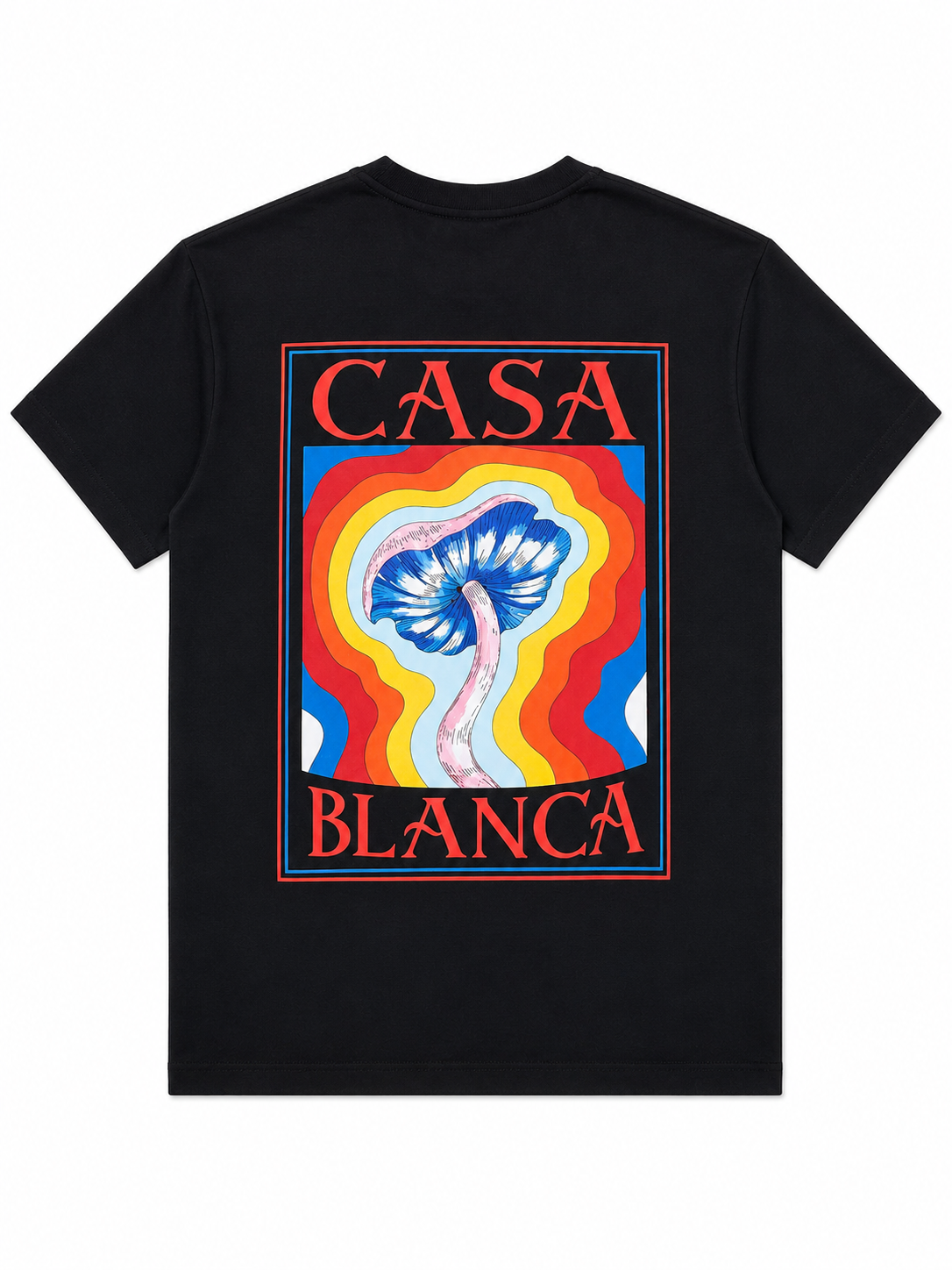 CASABLANCA Rainbow Mushroom Print T-Shirt – Premium Cotton (White & Black)