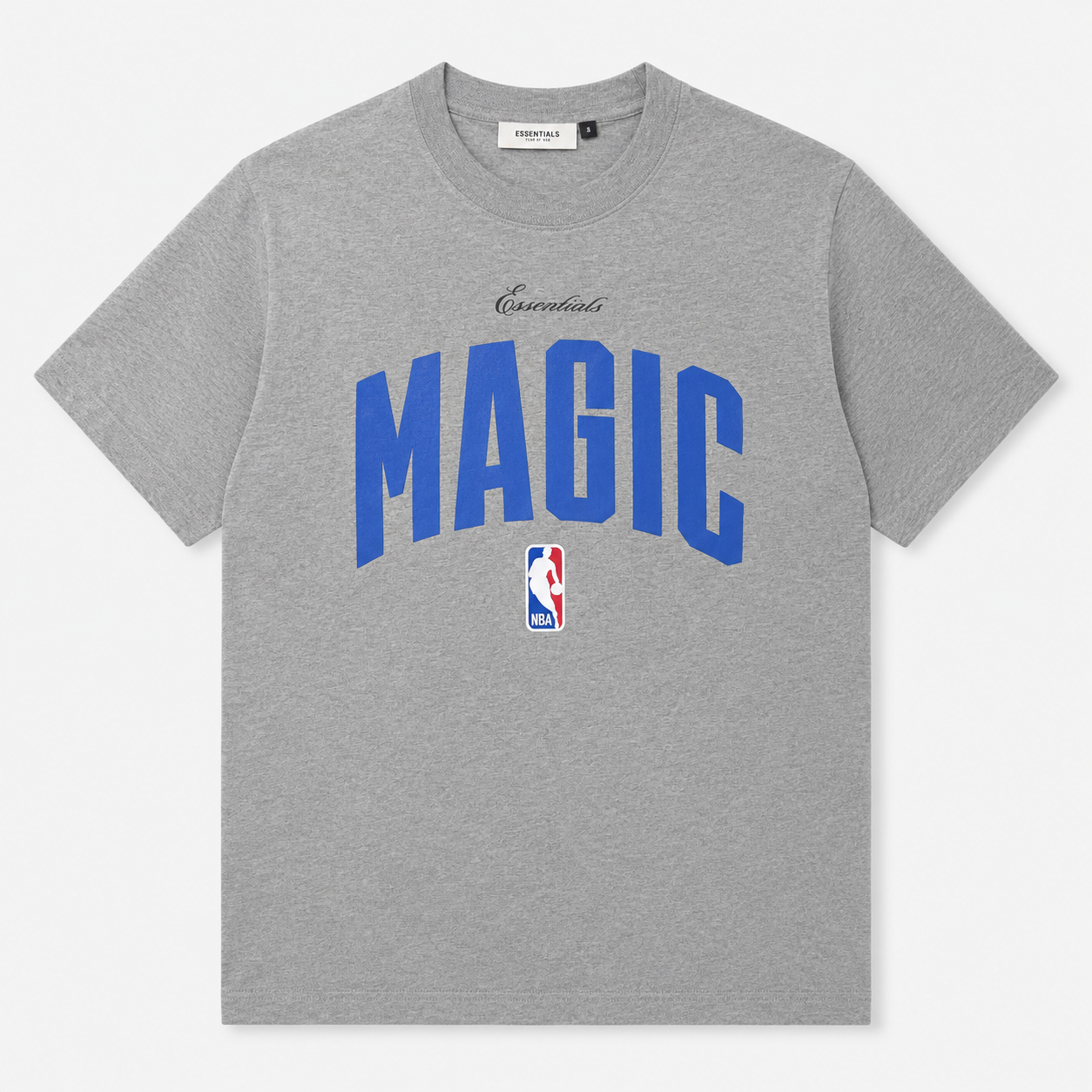 Essentials x NBA Magic Logo T-Shirt – Heather Grey Oversized Tee