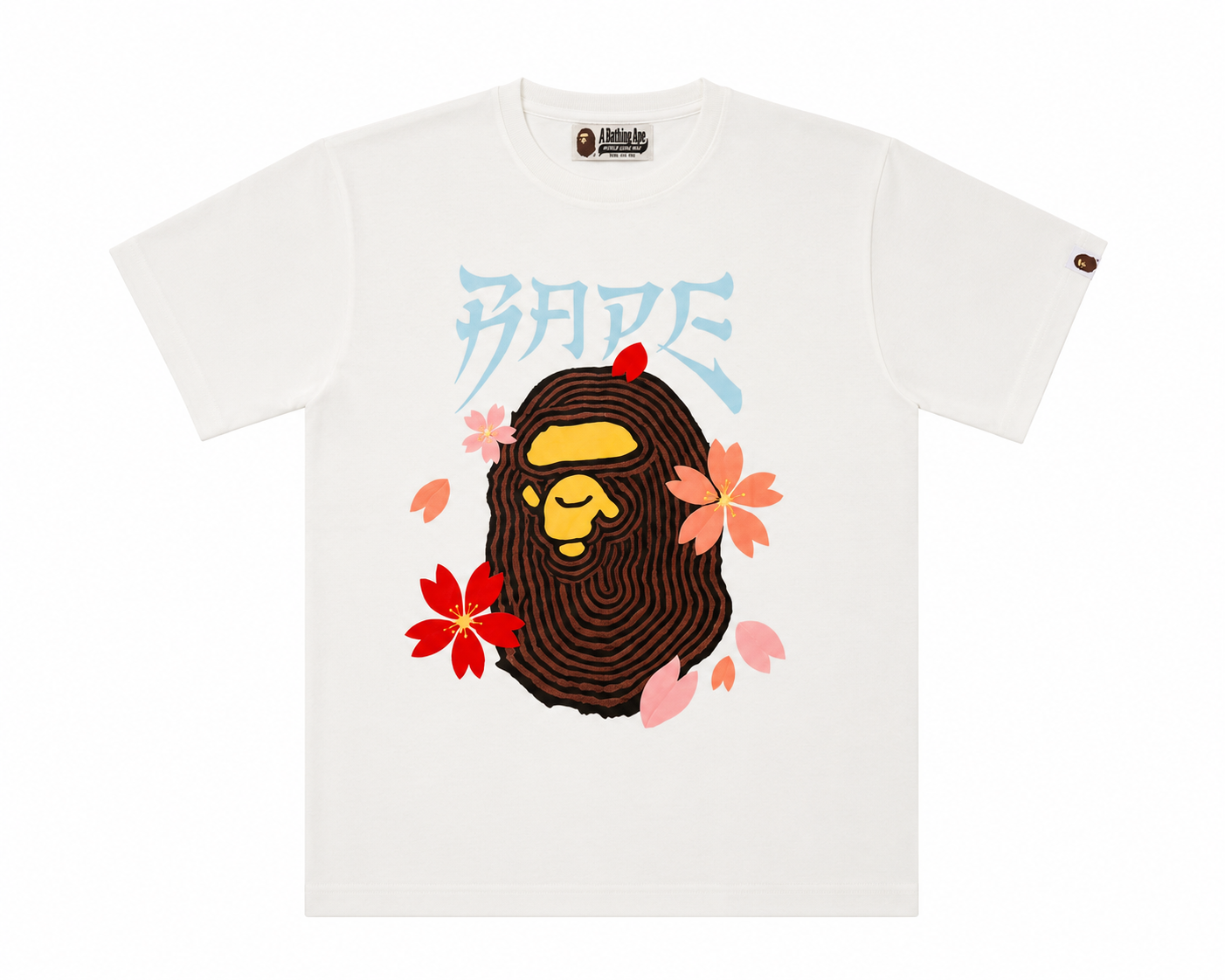 BAPE Cherry Blossom Ape Head Kids T-Shirt – Premium Cotton (White & Black)