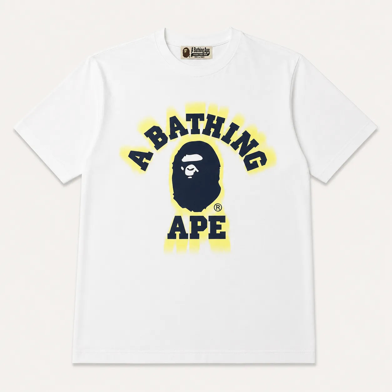 BAPE Blur College T-Shirt - Black  White Tee: BAPE Blur College T-Shirt - White
