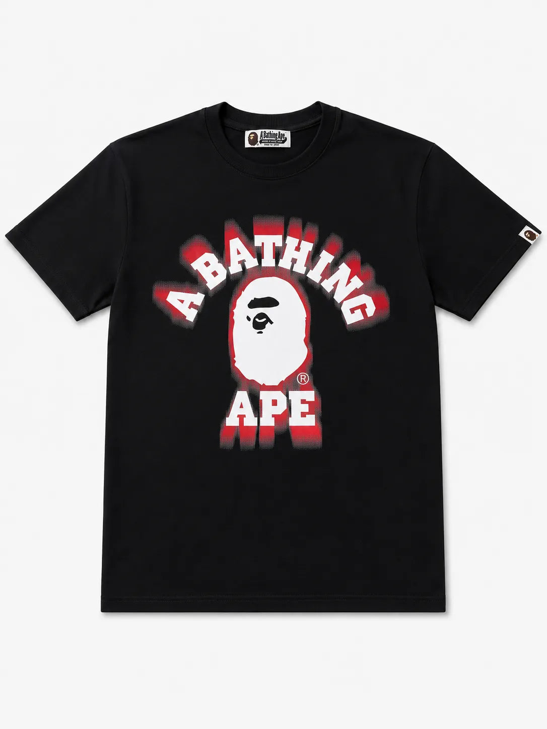 BAPE Blur College T-Shirt - Black  White Tee: BAPE Blur College T-Shirt - White