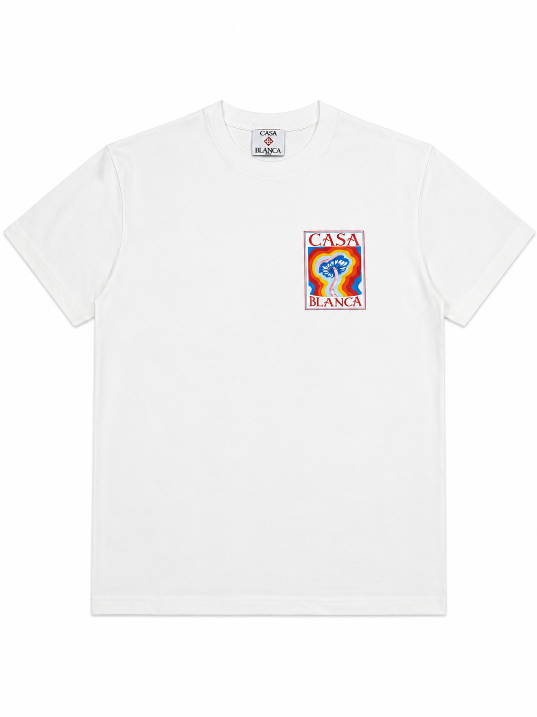 CASABLANCA Rainbow Mushroom Print T-Shirt – Premium Cotton (White & Black)