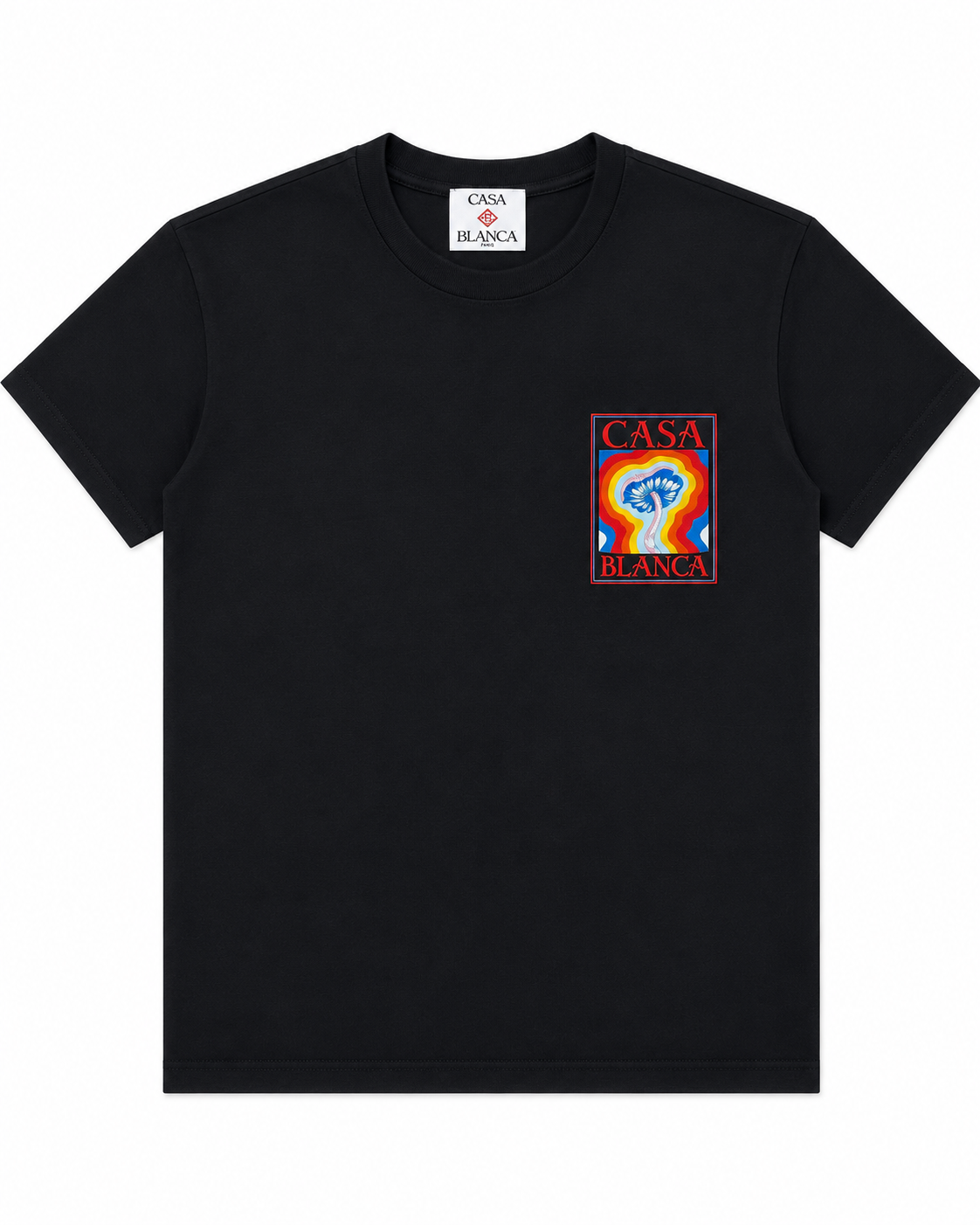 CASABLANCA Rainbow Mushroom Print T-Shirt – Premium Cotton (White & Black)