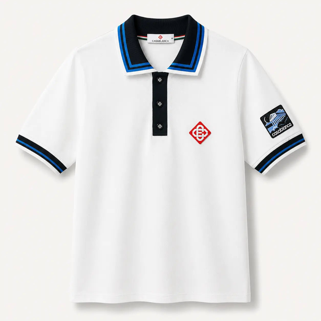 Casablanca Classic White Polo Shirt – Premium Contrast Collar Edition