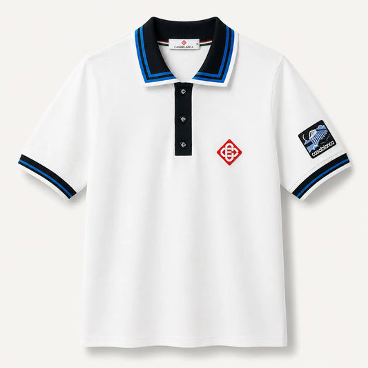 Casablanca Classic White Polo Shirt – Premium Contrast Collar Edition