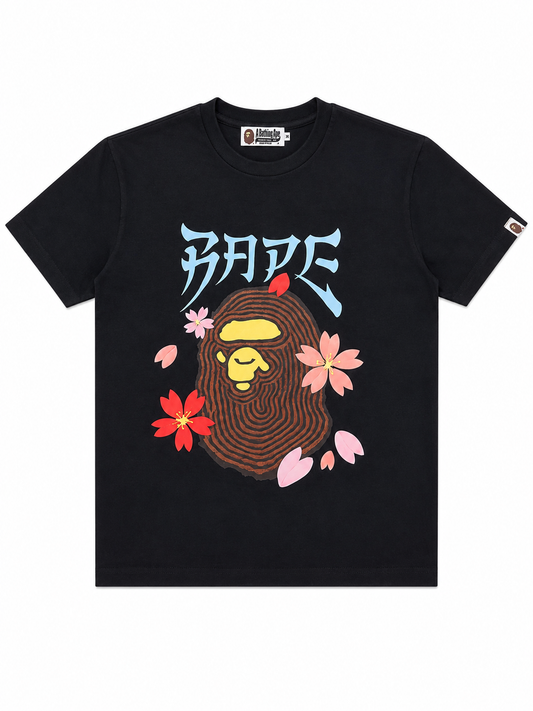 BAPE Cherry Blossom Ape Head Kids T-Shirt – Premium Cotton (White & Black)