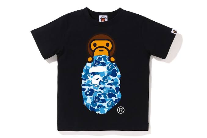 Black Graphic T-Shirt – Baby Ape Blue Camo Streetwear Print
