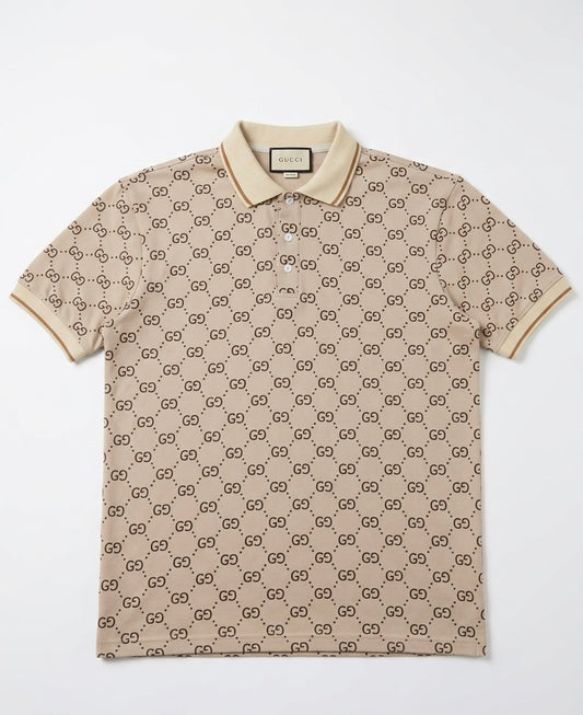 Gucci GG Monogram Piqué Polo Shirt - Camel & Ivory