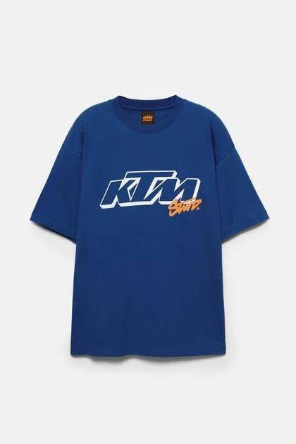 Pull&Bear KTM Racing Graphic T-Shirt - Cobalt Blue Oversized Tee