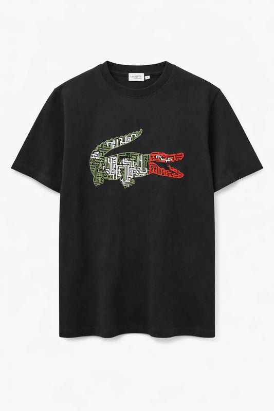 Lacoste Graphic Maze Logo T-Shirt - Black