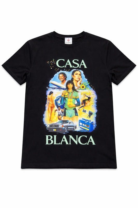 Casablanca "Vintage Collage" Graphic T-Shirt - Premium Black Cotton