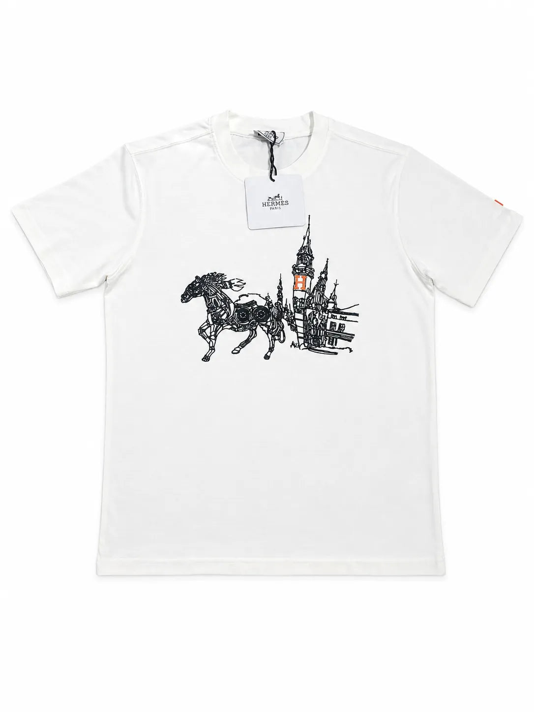 Hermès Paris "Horse & Castle" Graphic Luxury T-Shirt