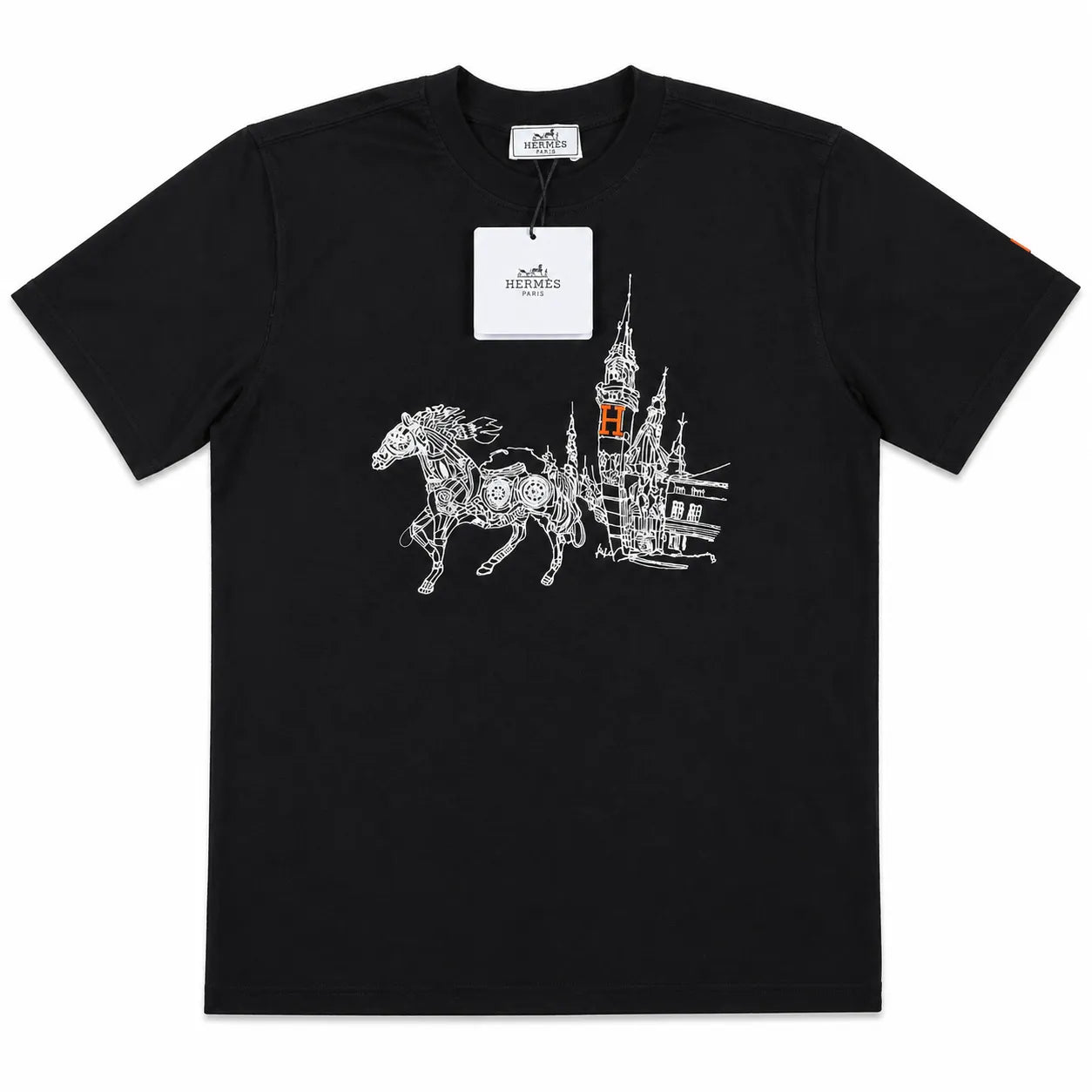 Hermès Paris "Horse & Castle" Graphic Luxury T-Shirt