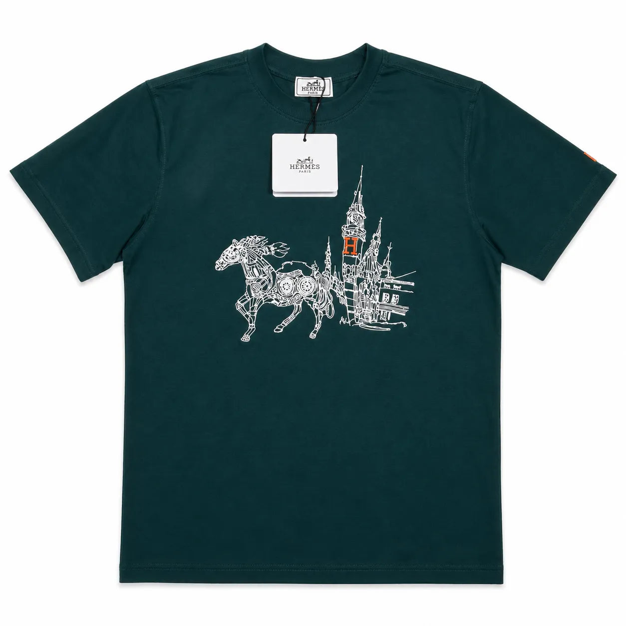 Hermès Paris "Horse & Castle" Graphic Luxury T-Shirt