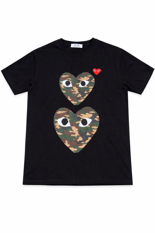 Comme des Garçons PLAY Camo Double Heart T-Shirt - Premium Cotton