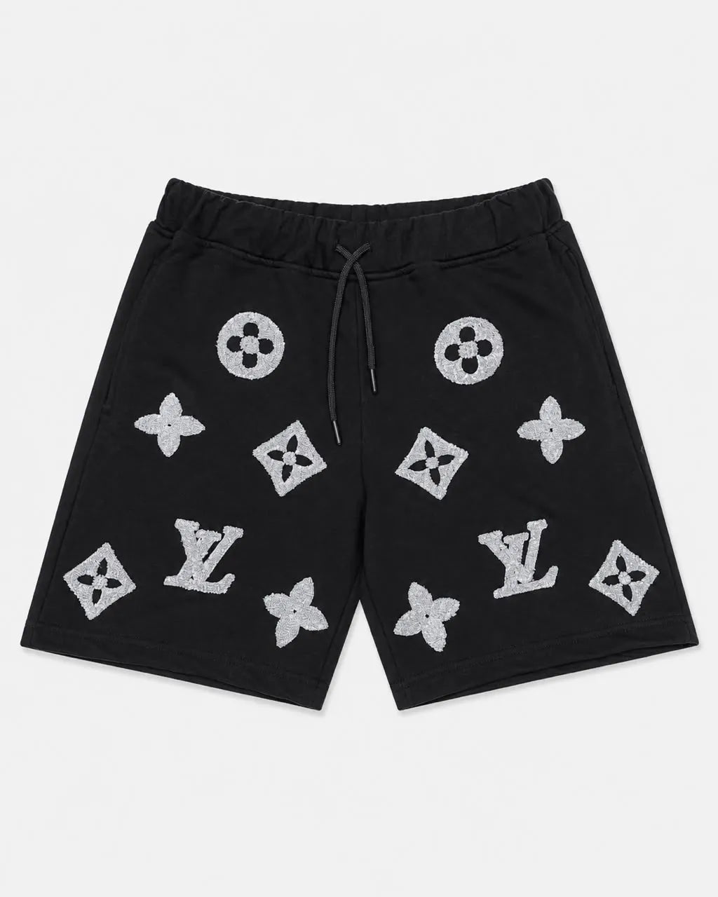 LV Monogram Toweling Patch Sweat Shorts - Grey & Black Pack