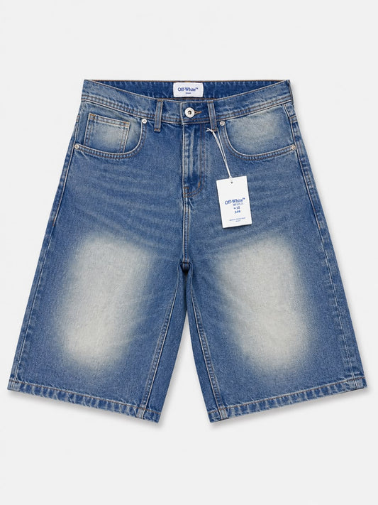 Off-White Washed Blue Denim Shorts - Over Sized