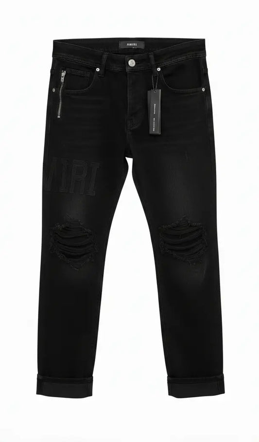 Amiri Black Distressed Denim