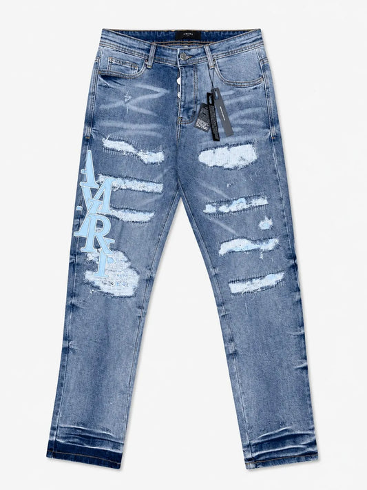 Amiri Distressed Logo Denim Jeans