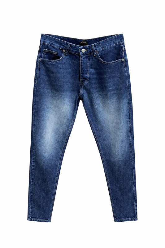 Classic Wide-Leg Denim Jeans - Deep Indigo Acid Wash